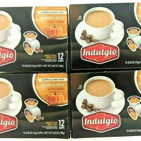 (48) Indulgio Pumpkin Spice Cappuccino Mix k-cups (4 Boxes of 12) Coffee Keurig