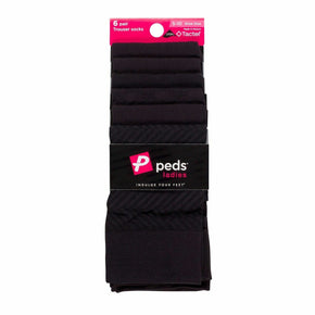 Ladies Peds 6-Pair Trouser Socks, Black, Brown or Navy 5-10 or 8-12 / Size 5-10 BLACK