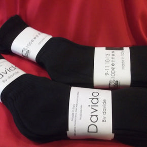 Davido Mens socks crew 100% cotton made in Italy color black 6 pack size 10-13