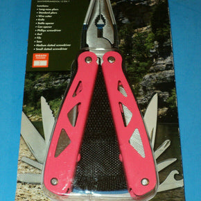 Ozark Trail 12-In-1 Multi-Tool Screwdriver Knife Pliers Saw w/Sheath Pink NEW FS