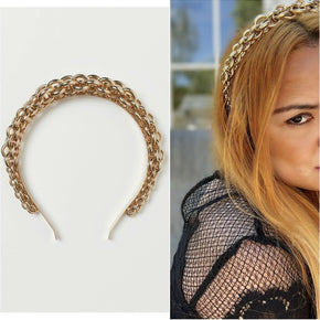 H&M x Sandra Mansour Chain Detail Hairband Headband Steel Gold Colored DESIGNER