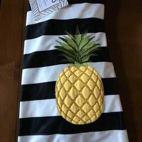 NEW Pineapple Thro Marlo Lorenz Blanket Black White Striped Embroidered 50 X 60