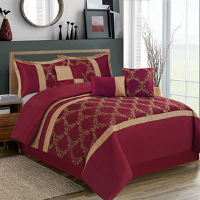 HIG 7 Piece Comforter Set, Taffeta Fabric Embroidered - Claremont Bed In A Bag / Size King