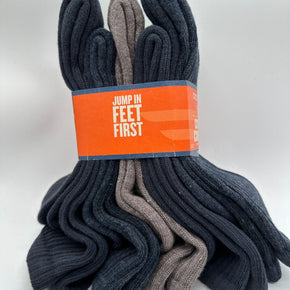 NEW 5 PAIRS MENS DOCKERS FULL CUSHION COTTON BLEND SOCKS  WITH ORANGE RING 6-12 / COLORS NAVY ASSORTED 1115