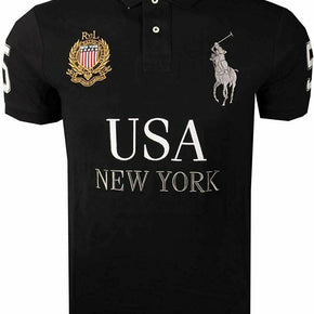 Polo Ralph Lauren Mens Big Pony Custom Slim Fit Gold Crest Flag City Shirt NWT / Color New York Grey / Size (Men's) S