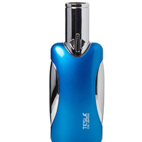 TESLA® Coil Lighters Metallic Quad Flame Torch Lighter / Color Blue