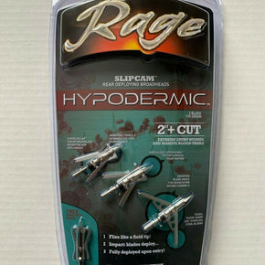1pk Rage Slipcam Hypodermic Mechanical 2 Blade 100 Grain 2" Cut Broadhead