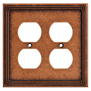 Ruston Sponged Copper Switch Plate Outlet Cover Toggle Duplex Wallplate Rocker / Configuration 2 Duplex Outlet