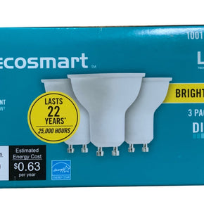 Ecosmart 50W Equivalent Bright White MR16 GU10 LED Light Bulb (3-Pack) / Size 1 Box (3 Bulbs)