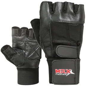 Weight Lifting Gloves Cowhide Leather Fitness Glove Gym Training Exercise Black / Size Extra Large
