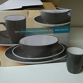 Thomson Pottery Dinner Set ~ 16 Pieces ~ Duo Granite ~ New In Box
