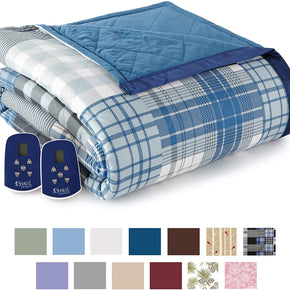 Thermee Micro Flannel Electric Blanket, Queen, Ultramarine Plaid / Color Ultramarine Plaid