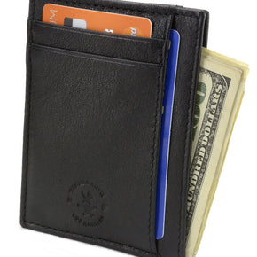 Hammer Anvil Minimalist Front Pocket Wallet RFID Blocking Thin Leather Card Case / Color Black