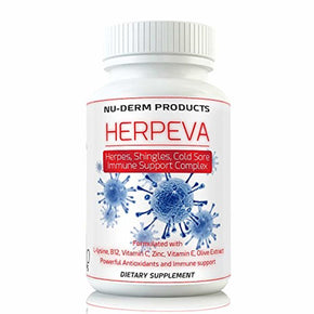 Herpeva Best Virus Shingles Cold Sores Anti Virus Supplements Clinical Strength Relief L-lysine Olive Leaf, Pancreatin, B12 Vitamin C, B-Complex, Prunella Vulgaris, Vitamin E, Echinacea