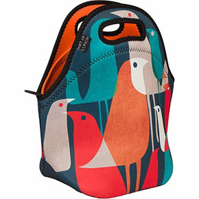 Art of Lunch Insulated Neoprene Lunch Bag for Women, Men and Kids - Reusable Soft Lunch Tote for Work and School - Design by Budi Kwan (Indonesia) - Flock of Birds