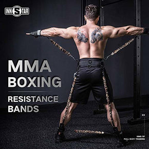 INNSTAR MMA Boxing Training Resistance Band Set Enhance Explosive Power Strength Training Equipment for Muay Thai,Karate Combat,Fitness,Basketball,Volleyball,Football Men&Women