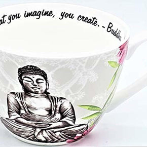 Portobello by Inspire Floral Buddha Peace Mug | Bone China | Designed in England | Coffee, Tea