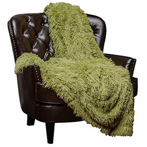 Chanasya Super Soft Shaggy Longfur Throw Blanket | Snuggly Fuzzy Faux Fur Lightweight Warm Elegant Cozy Plush Sherpa Fleece Microfiber Blanket | for Couch Bed Chair Photo Props - 50"x 65" - Green