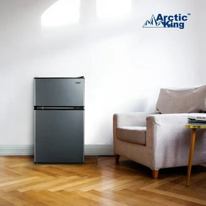 3.2 Cu Ft Refrigerator Arctic King Two Door Compact  Freezer Stainless Steel@